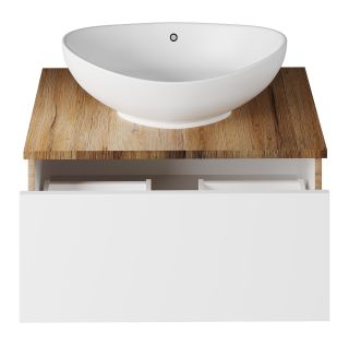 Подвесная тумба под раковину Misty Ива 70см белый/дуб Вотан